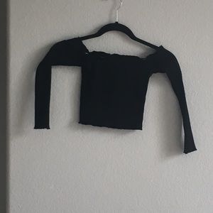 black off the should ribbed shirt